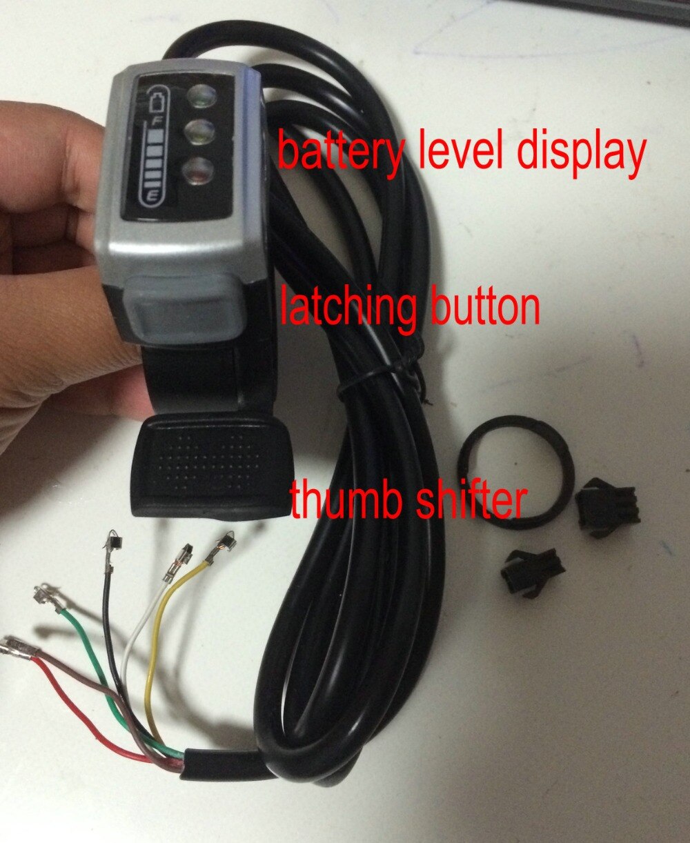Indicador de batería 24v36v48v + palanca de pulgar/acelerador + interruptor de enganche/interruptor de encendido-apagado de bloqueo automático para bicicleta eléctrica scooter ATV parte