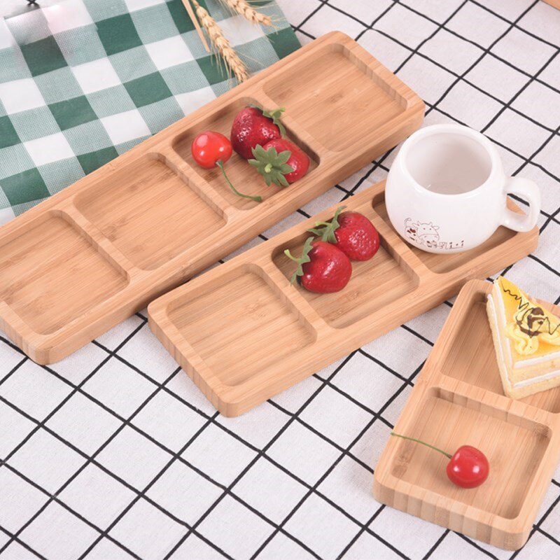 Fresh keeping tray bamboo bowl plate solid wood dividing food plate fruit plate solid wood western food tray