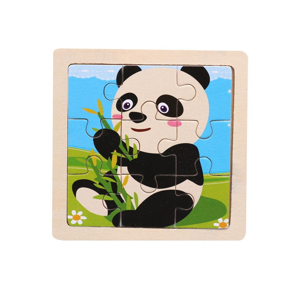 3D Wooden Puzzle Toy 9Pcs Baby Cartoon Animal Puzzle Toys Wood Jigsaw Puzzles Children Educational Toy Kids: A7