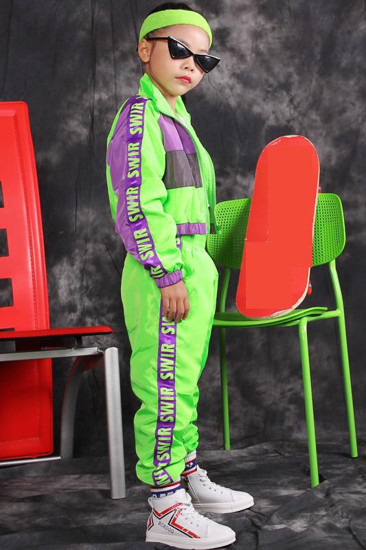 Trajes de baile de Hip Hop para niños y niñas, trajes de Danza moderna de Jazz, trajes de fluorescencia, trajes para niños, trajes de escenario