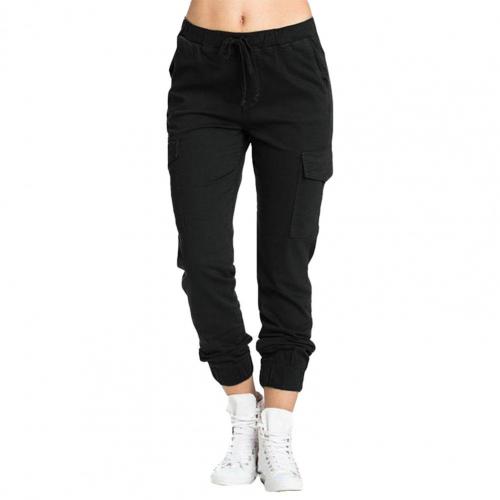 Favoloso pantaloni da donna lunghi Streetwear pantaloni sportivi da donna pantaloni pantaloni a molla: L / Black