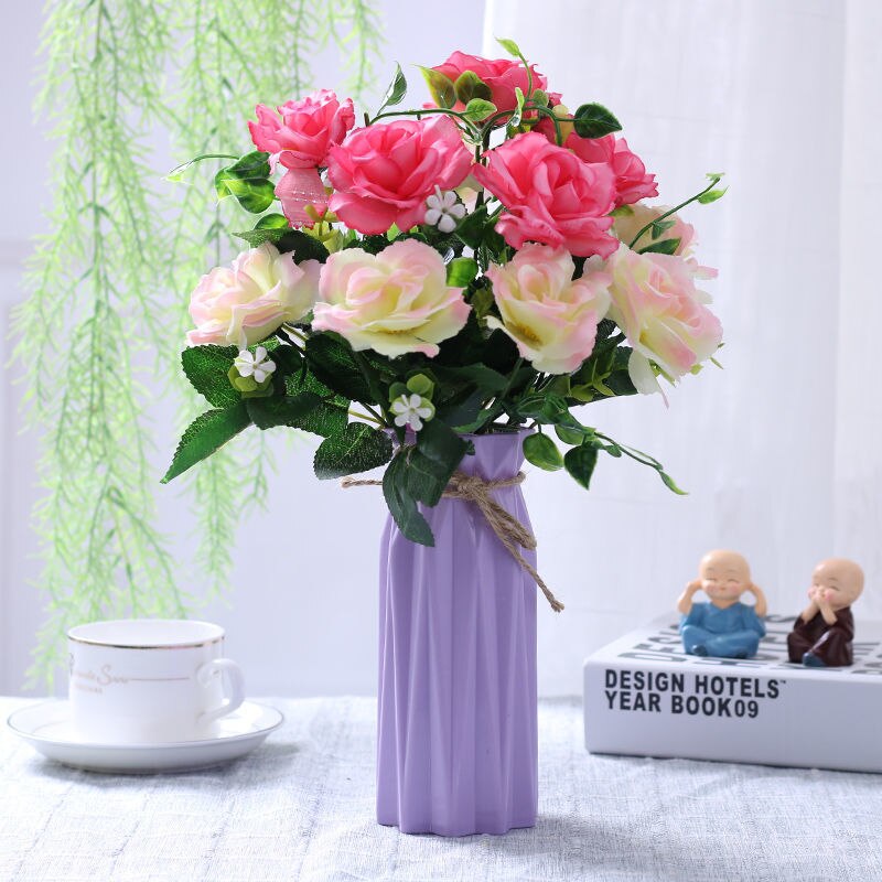 Plastic Vase Home Decoration Accessories Flower Pot Ornaments Simulation Flower Insert Anti-fall European Dry Vase