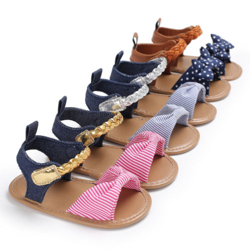 Zapatos para recién nacido, Chico, niña, sandalias de flores de verano, zapatos casuales para cuna, sandalias informales con lazo