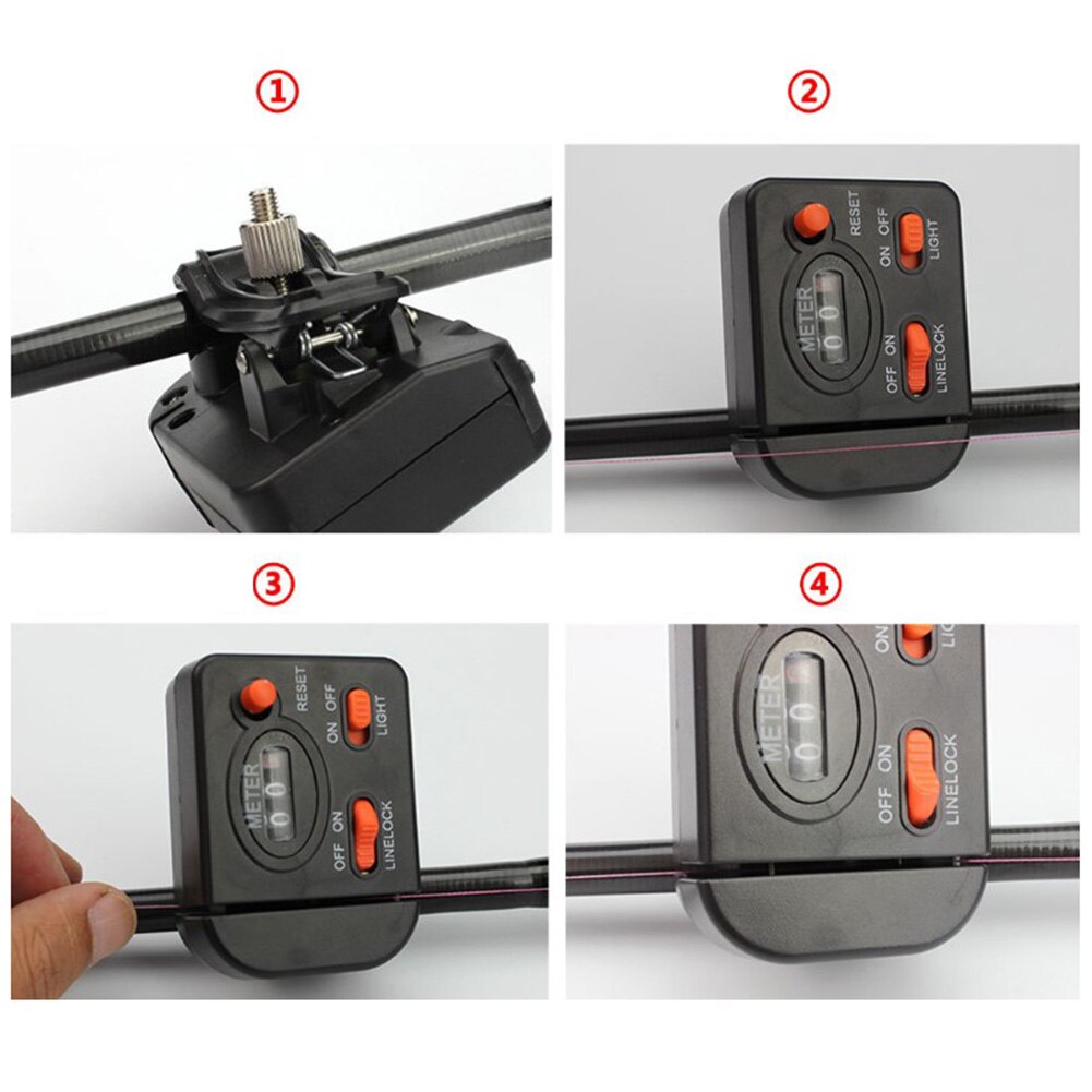 100 Meters Fishing Line Counter Clip On Rod Meter Gauge Mechanical Manual Counting Line Outdoor Fishing