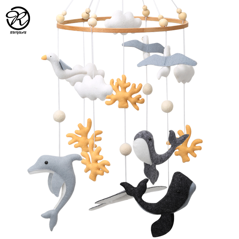 Handgemaakte Dolfijnen Seagull Vilt Baby Mobiele Oceaan Vilt Crib Mobile Nursery Decor: handmade 1