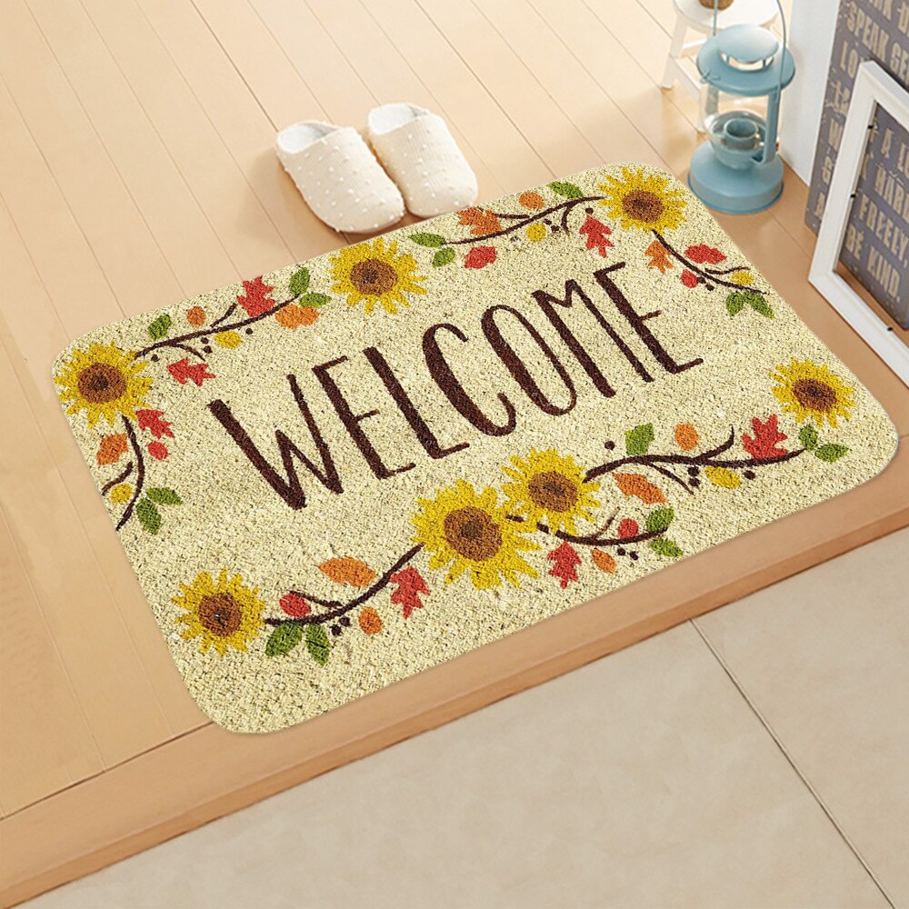 1 pièces bienvenue lettre imprimer paillassons Rectangle tapis de bain antidérapant chambre cuisine entrée imprimer tapis de sol paillassons: 4