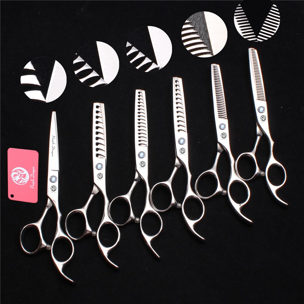 6 Inch 17Cm 440C Paarse Draak Dunner Schaar Snijden Schaar Kapper & #39S Schaar Dubbele Tanden Professionele haar Schaar