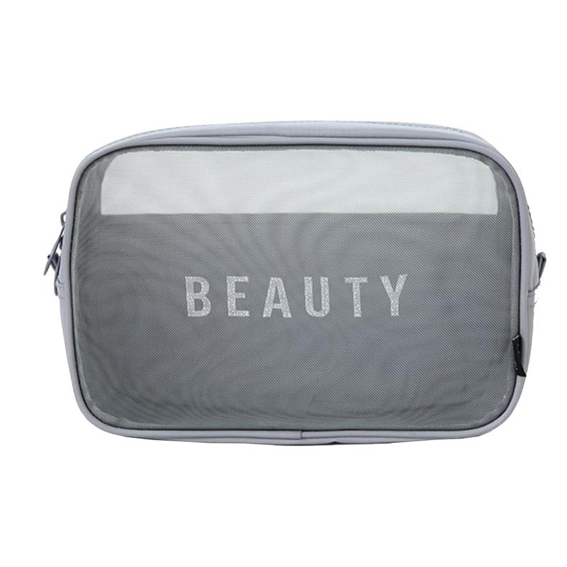 Bolsa con malla para cosméticos de maquillaje bolsa Portátil Bolsa de aseo de viaje organizador de almacenamiento de la bolsa, neceser, limpieza y belleza bolsa: Gray / S