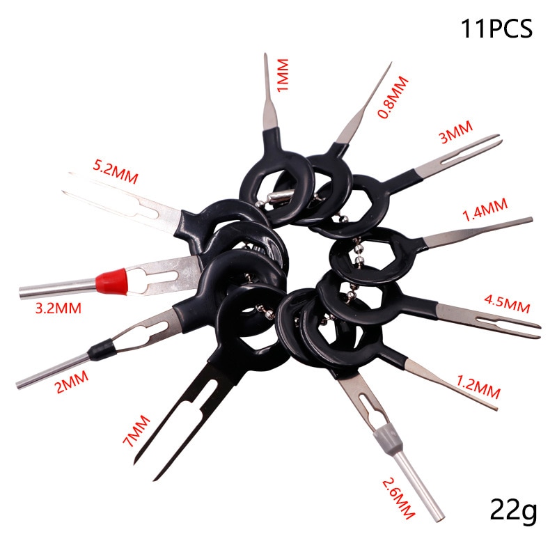 11Pcs Auto Plug Terminal Removal Tool Pin Naald Oprolmechanisme Pick Elektrische Draad Puller Handgereedschap Kit