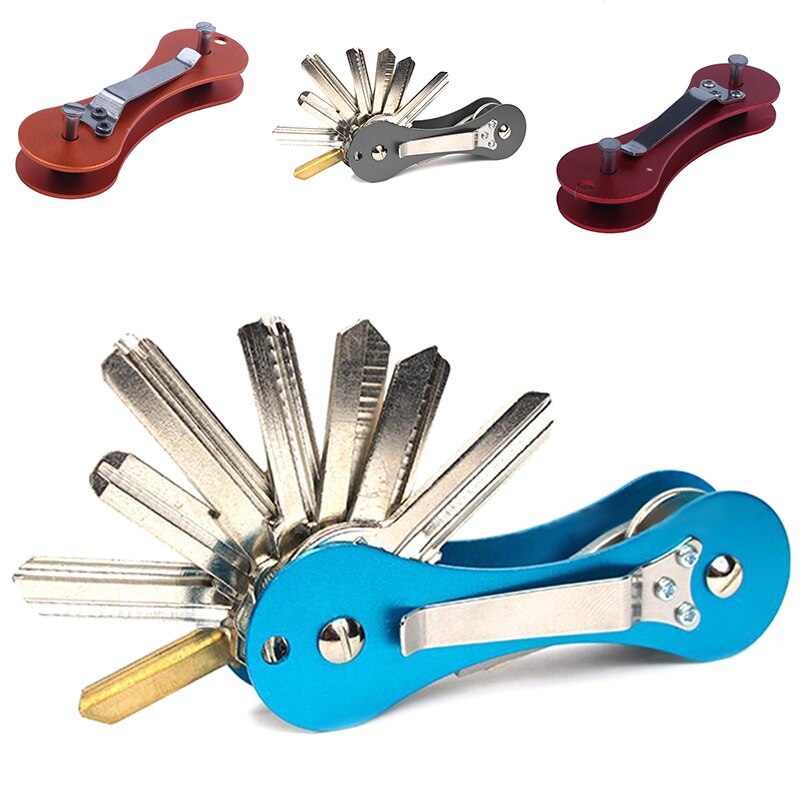 Aluminium Smart Key Houder Organizer Clip Map Sleutelhanger Pocket Tool, Rood