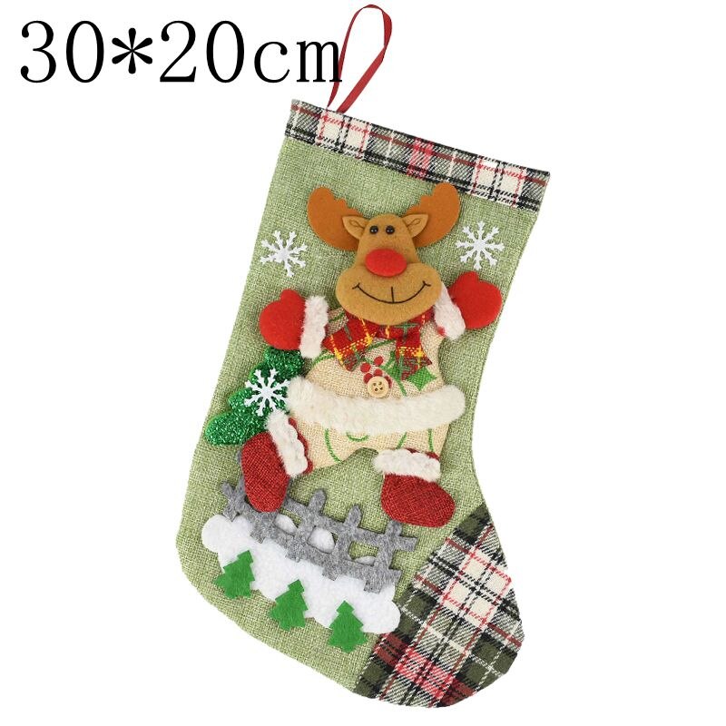 Kerst Cadeau Zakken Kerst Kous Kerstboom Ornamenten Voor Thuis Nieuwjaar Sokken Noel Natal Navidad Decoratie Kids: 30x20cm B01