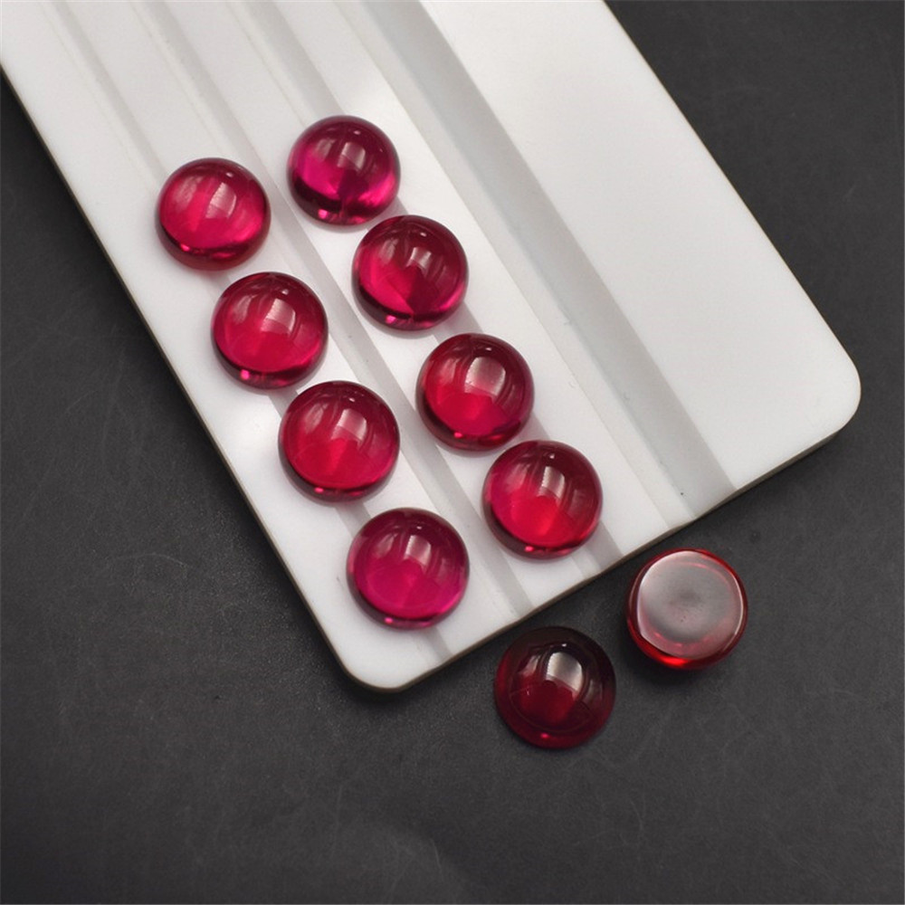 Cabujón redondo de rubí de , color rojo sangre, dureza de rubí Mohs 9 superficie lisa pulida, parte posterior plana, Gema de Rubí, cabina RB099