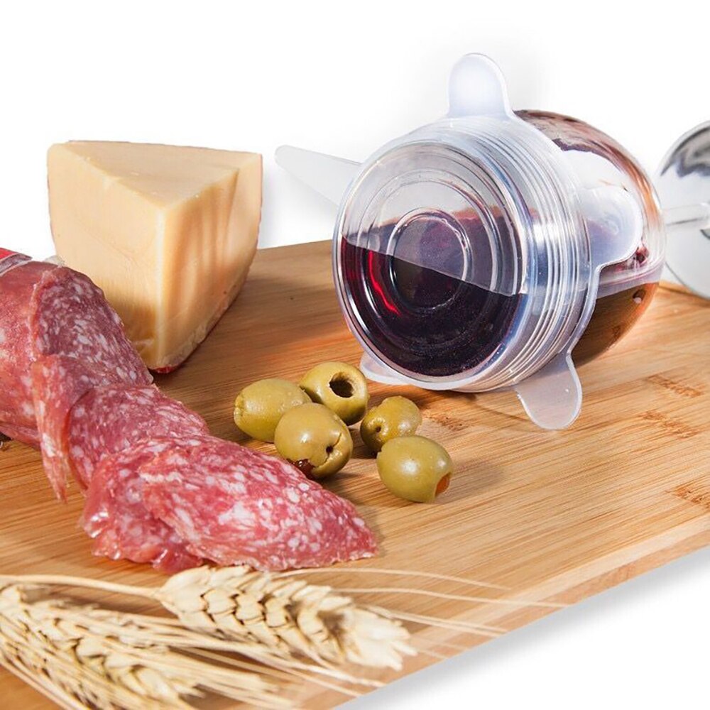 6 stuks herbruikbare siliconen rekdeksels universele deksel siliconen voedselfolie kom pot deksel siliconen deksel pan koken keuken stoppers