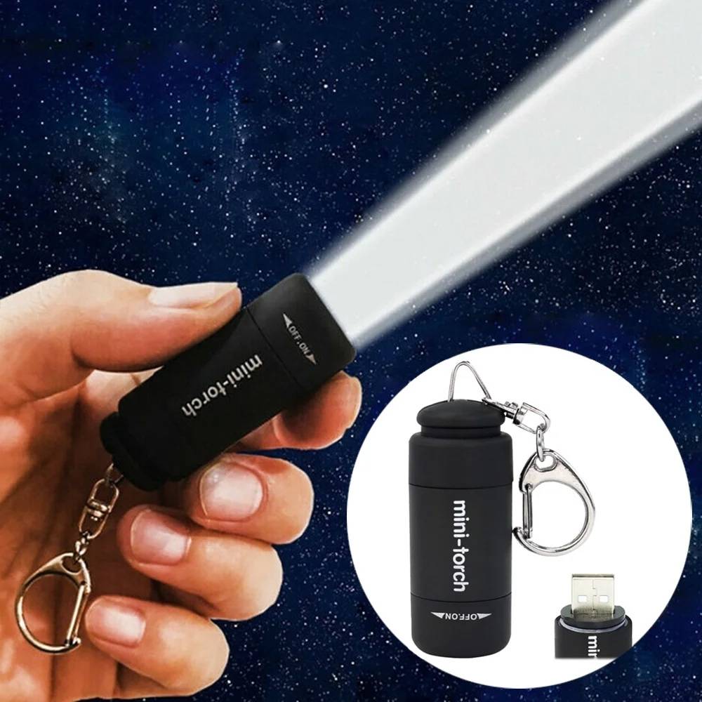 Mini LED Taschenlampe USB Aufladen Taschenlampe Schlüssel bund tragbare Tasche Taschenlampe wasserdichte draussen tragbare Beleuchtung