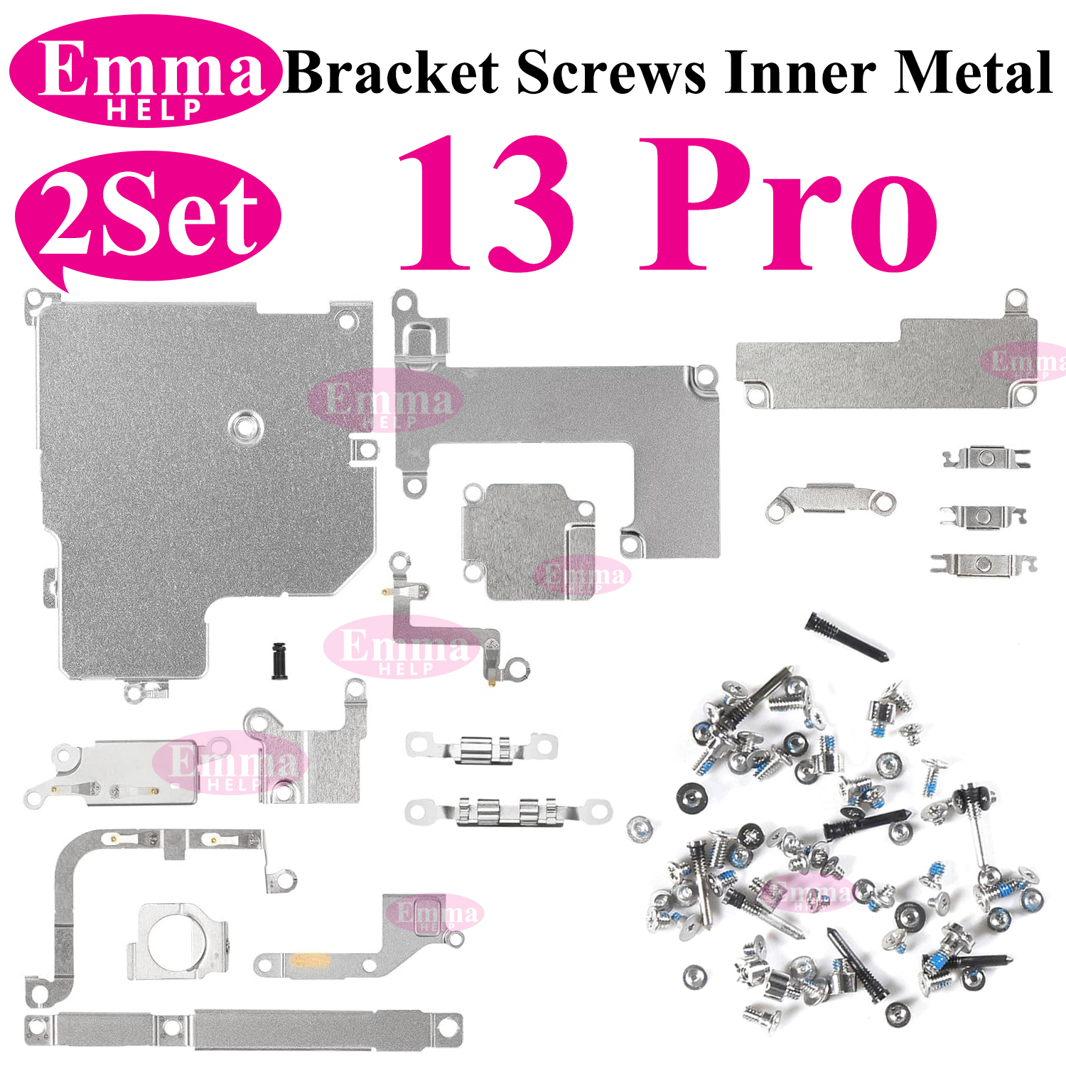 2set Full Inside Small Metal Holder Bracket Shield Plate Set Full Screws For iPhone 11 12 13 Pro Max X XS XR Repair Assessories: Gold