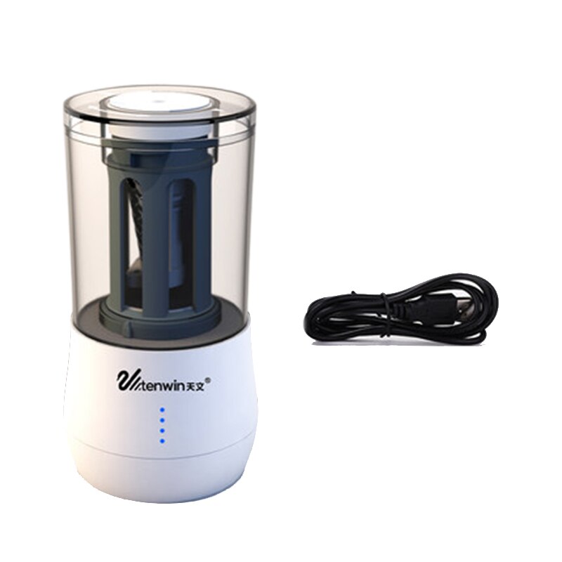Tenwin elektrisk automatisk blyantspidser batteridrevet/stikbar/usb multifunktionel blyantspidser til skitseblyanter 8009: Hvidtråd