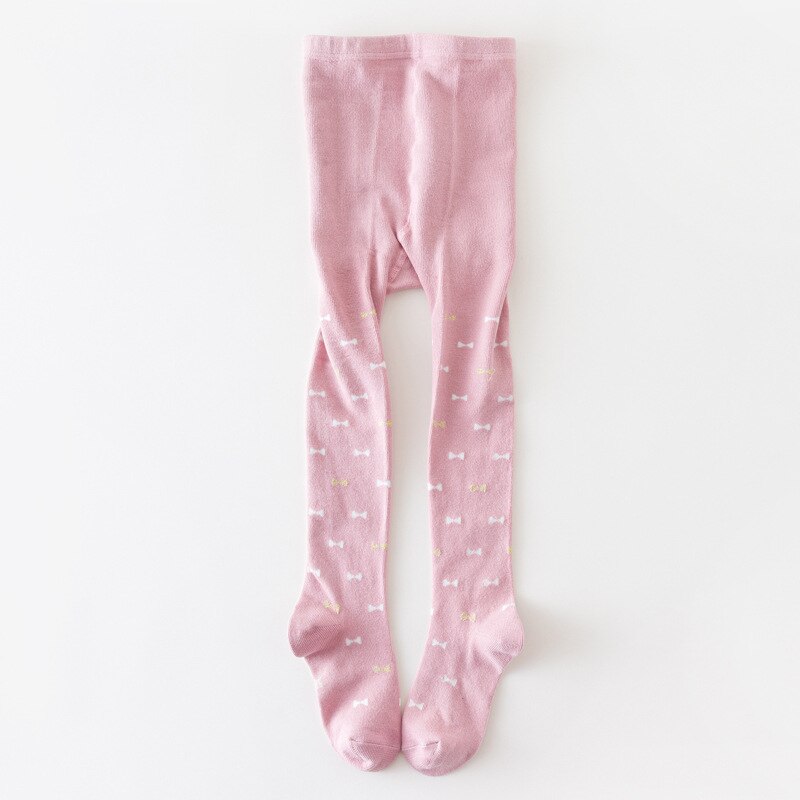 Barn baby piger bomuld strikke tights småbørn børn strømpebukser sløjfe-knude printet bløde varme børn prinsesse leggings strømpebukser: Lyserød / 2-3 år