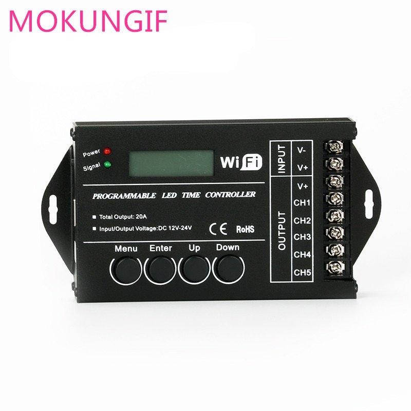 LED Tijd Dimmer RGB Controller TC420 TC421 met wifi DC12V-24V 5 Kanaals Totale Output 20A Gemeenschappelijke Anode Programmeerbare