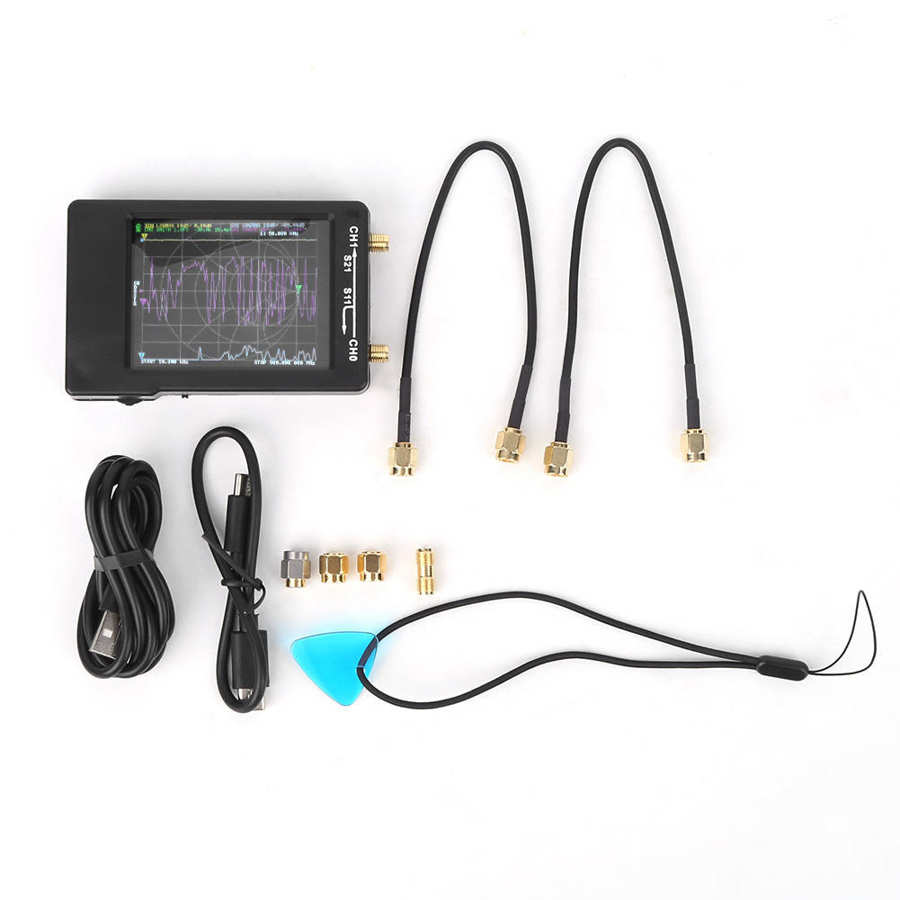 Vector Network Analyzer Portable Hand-Held 2.8in TFT Display Screen Vector Network Analyzer Kit 10KHz-1.5GHz Black