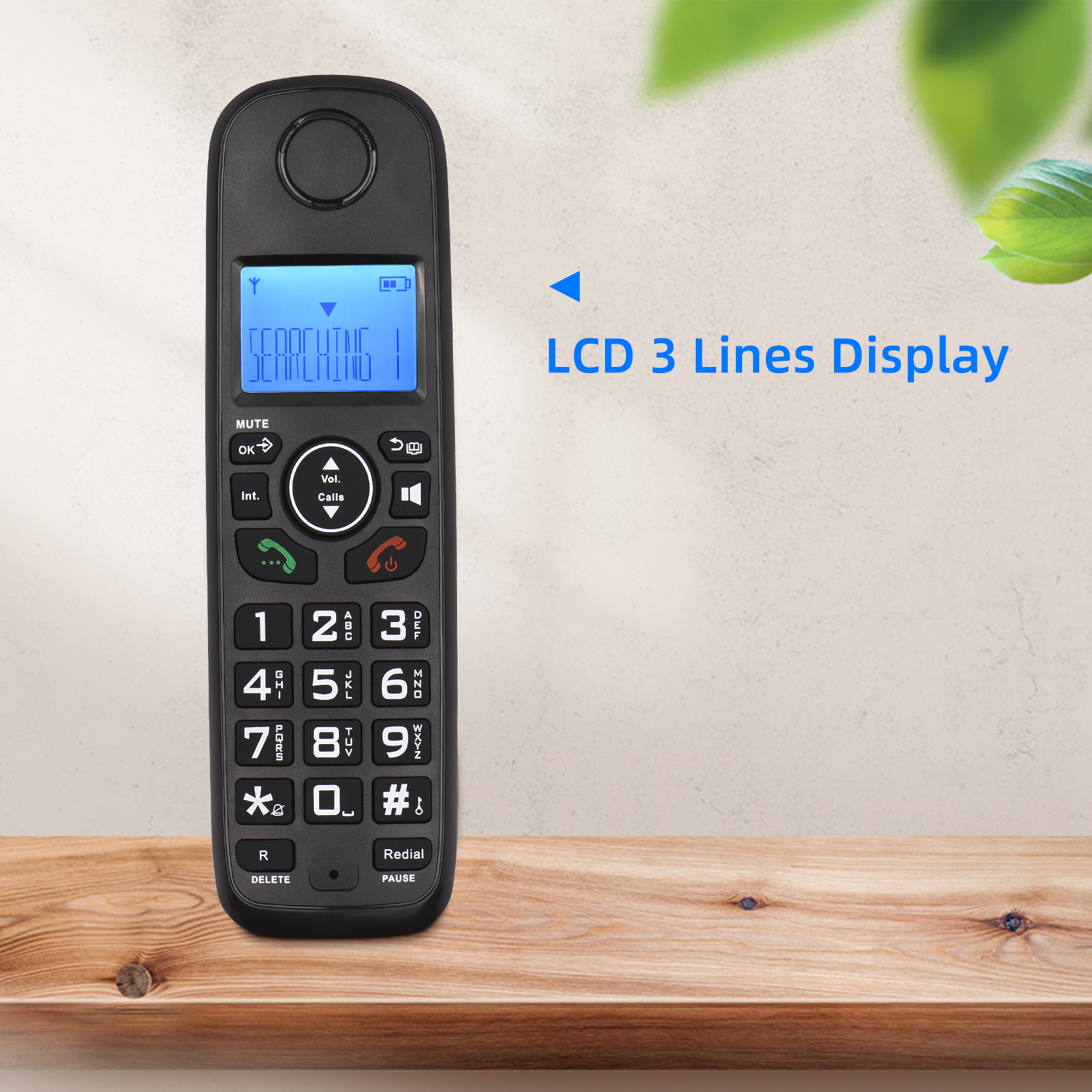 D1001 Expandable Cordless Phone System with 3 Lines LCD Display Caller ID Support 5 Handsets Connection 16 Languages for Office