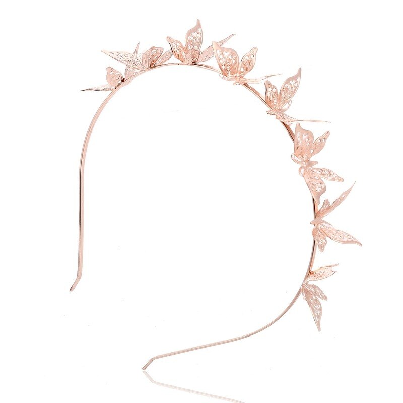 LED Light Up Blinking Butterfly Headband Hollow Metal Hairband Alloy Tiara Headpiece Hair Accessories for Women Girls Gold