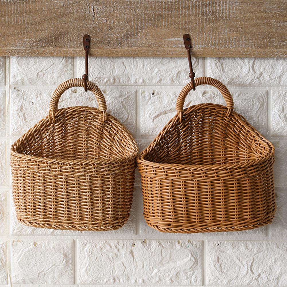 Panier de rangement suspendu en rotin tissé, support mural Durable, panier de rangement en osier sûr, petit panier suspendu de décoration