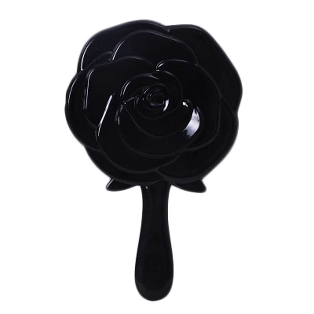 Black Mirror HD Rose Style Portable Handle Cosmetic Mirror Round Shaped Toilet Glass makeup Mirror