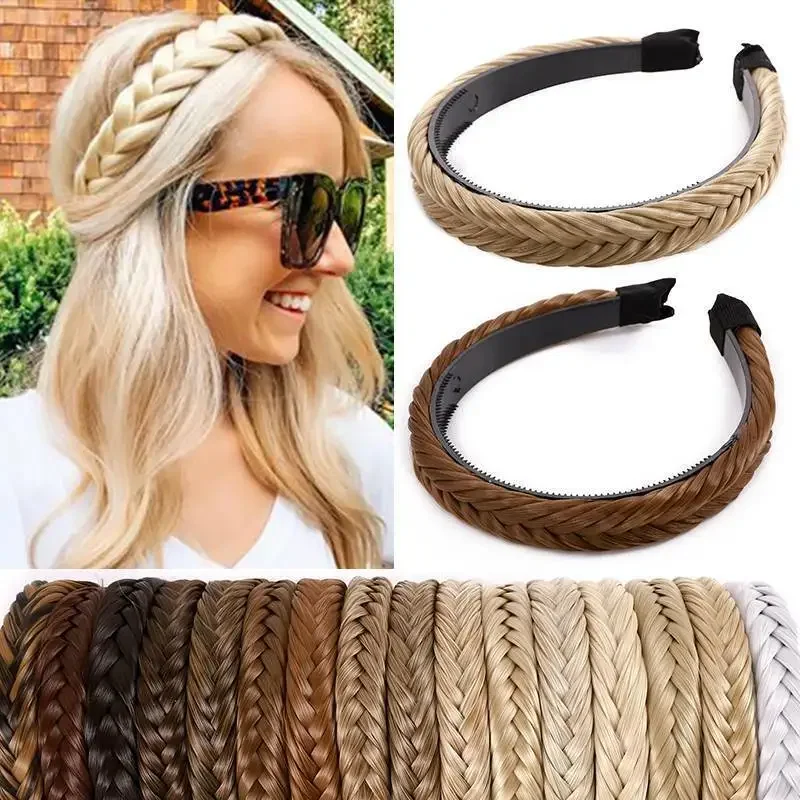 Women Hair Band Fishbone Braid Lazy Wig Twist Braid Headband Hairpin Bohemia Non-slip Headdress Bridal Hair Accessories
