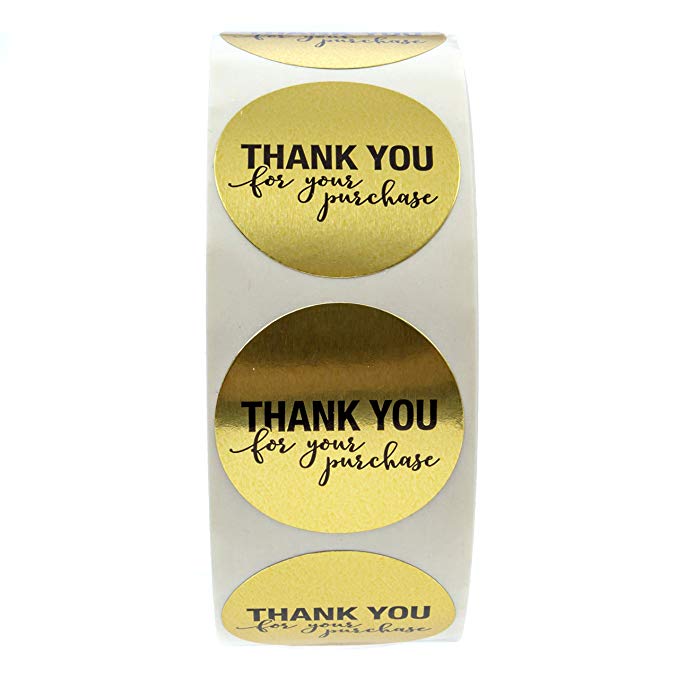 Round Gold "THANK YOU for your purchase" Stickers seal labels 500 Labels stickers scrapbooking for Package stationery sticker