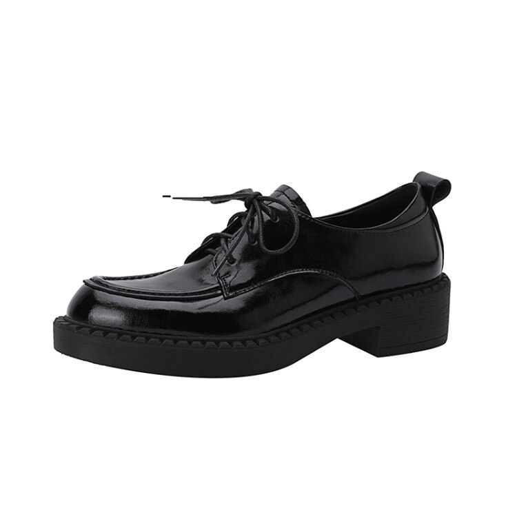 Chaussures à bout rond en croûte de cuir pour femmes, escarpins de gladiateur décontracté à lacets, collection printemps/automne 2022: Black / 39