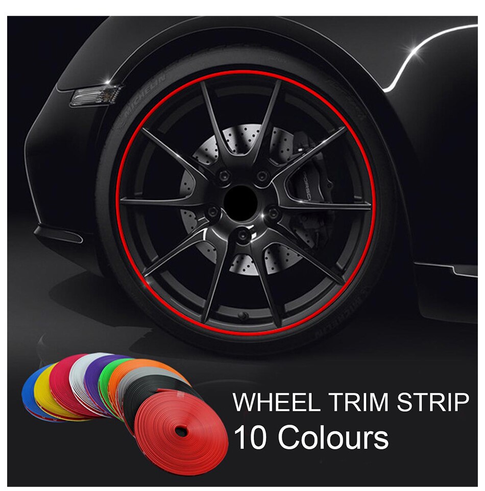Protector de llantas para coches, moldura de goma para vehículos, tira de decoración de 8m el rollo