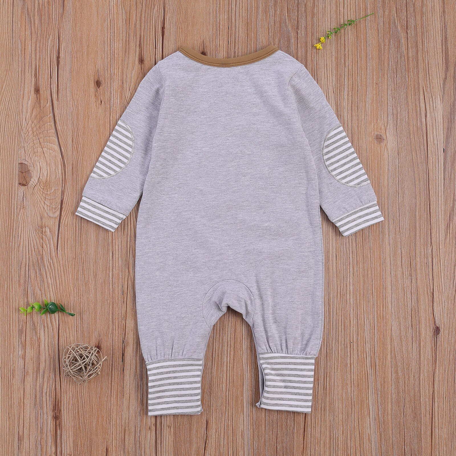 FOCUSNORM Autumn Infant Baby Boys Girls Rompers Striped Patchwork Long Sleeve Button Cotton Jumpsuits 0-18M