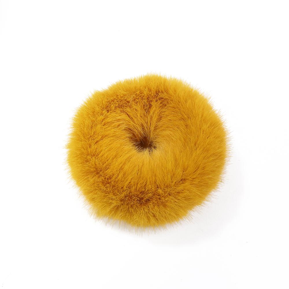 Temperament Colorful Furry Elastic Rubber Band Soft Plush Hair Rope For Women Girls Headwear Hair Accessories: Dark Yellow