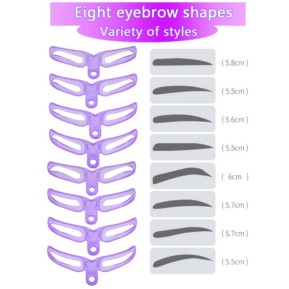 8Pcs/Set Brow Stencils Reusable Eyebrow Shaping Defining Stencils Eye Brow Drawing Guide Template Makeup Tool