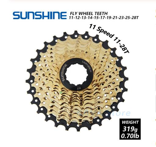 Rueda libre de bicicleta de carretera de sol 11-25/28/32/36T de acero para volante de bicicleta 8/9/10/11 S rueda libre de caset: 11 Geschwindigkeit 11-28T Gold