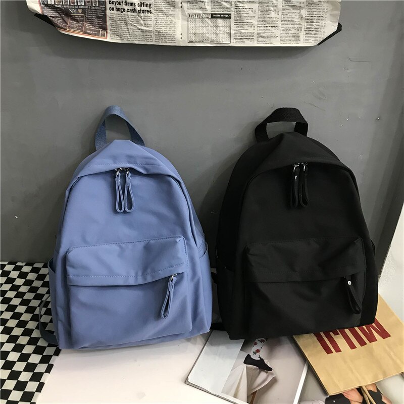 Mochila de lona para mujer, morral escolar de Color sólido para chicas adolescentes, bolsos de hombro escolares para estudiantes