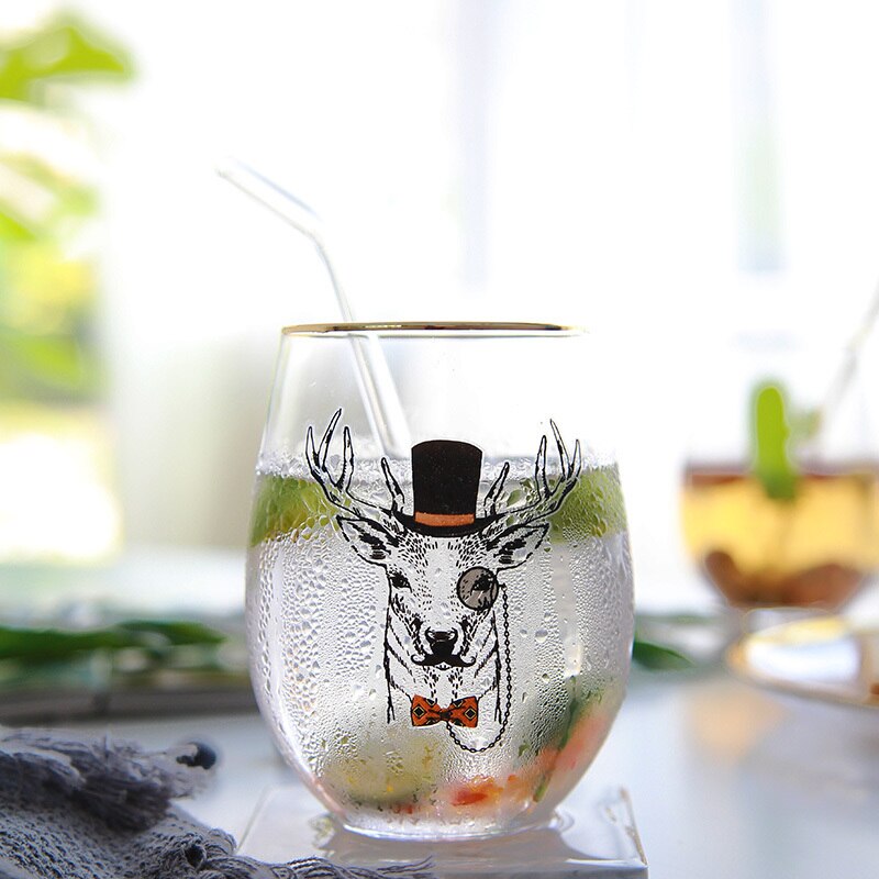 Northern Europe MEOR Cat Big Belly Gold Rim Wine Glass Mousse Tray Dessert Juice Cocktail Egg Shape Swig Cup Travel Cooler Mugs