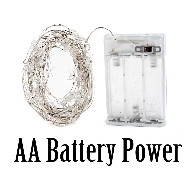 LED 60 Sterne Lichterkette Batterie Betrieben auf 10ft Lange Silber Farbe Kupfer Draht Schnur Lichter für draussen drinnen Weihnachten Party verwenden: AA Batterie / 6M 60LED / Weiß