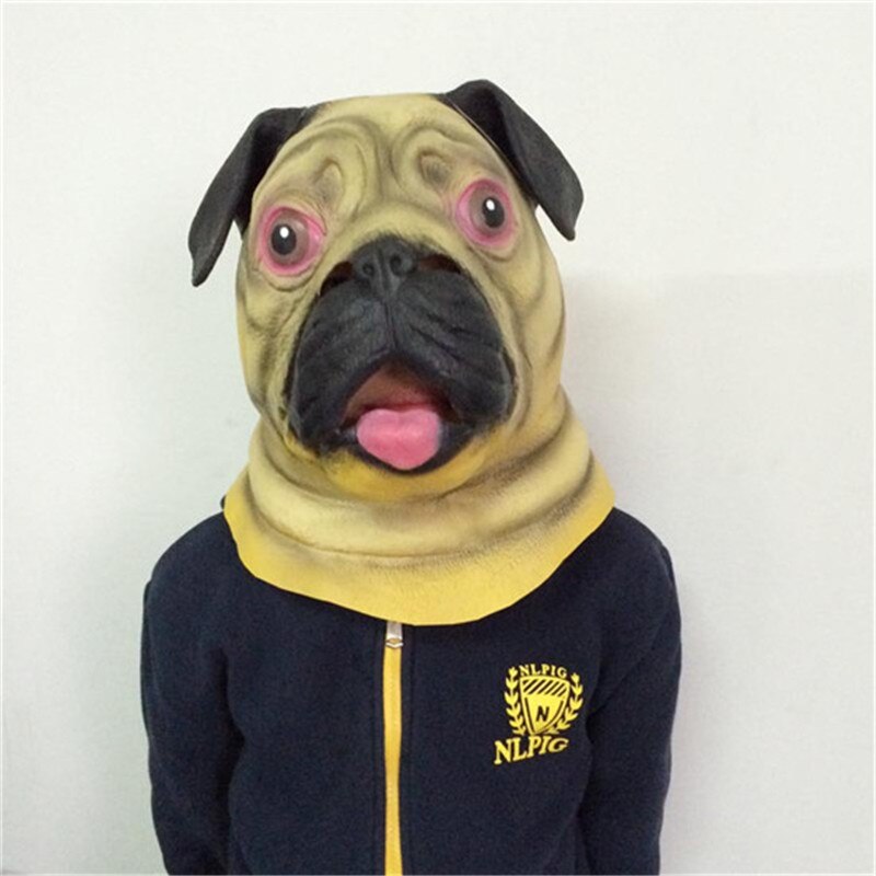 Masques d&#39;halloween fête Cosplay Shar Pei chien | Masque en Latex, accessoire Costume pour adulte, masque carlin, masque chien mignon décoratif d&#39;halloween cpw31