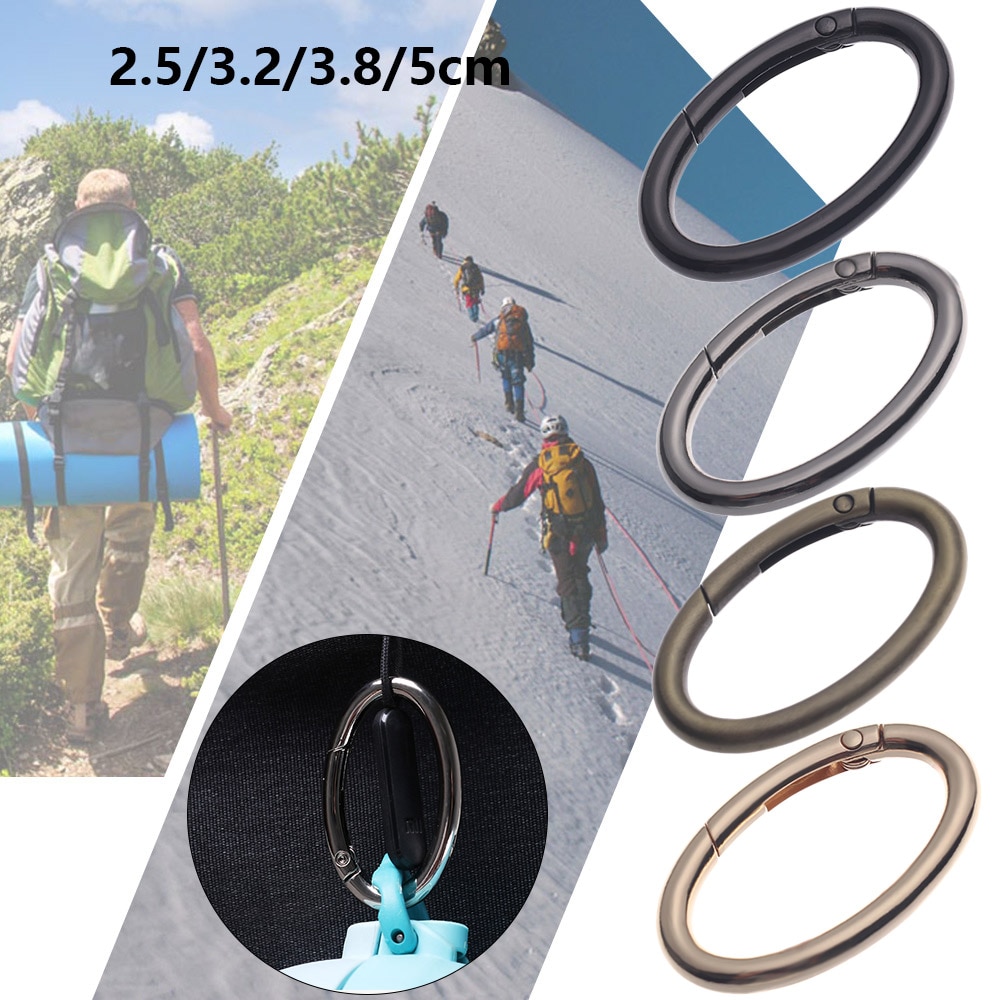 2PCS Zinc Alloy Plated Gate Spring Oval Ring Buckles Clips Carabiner Purses Handbags Oval Push Trigger Snap Hooks Carabiners