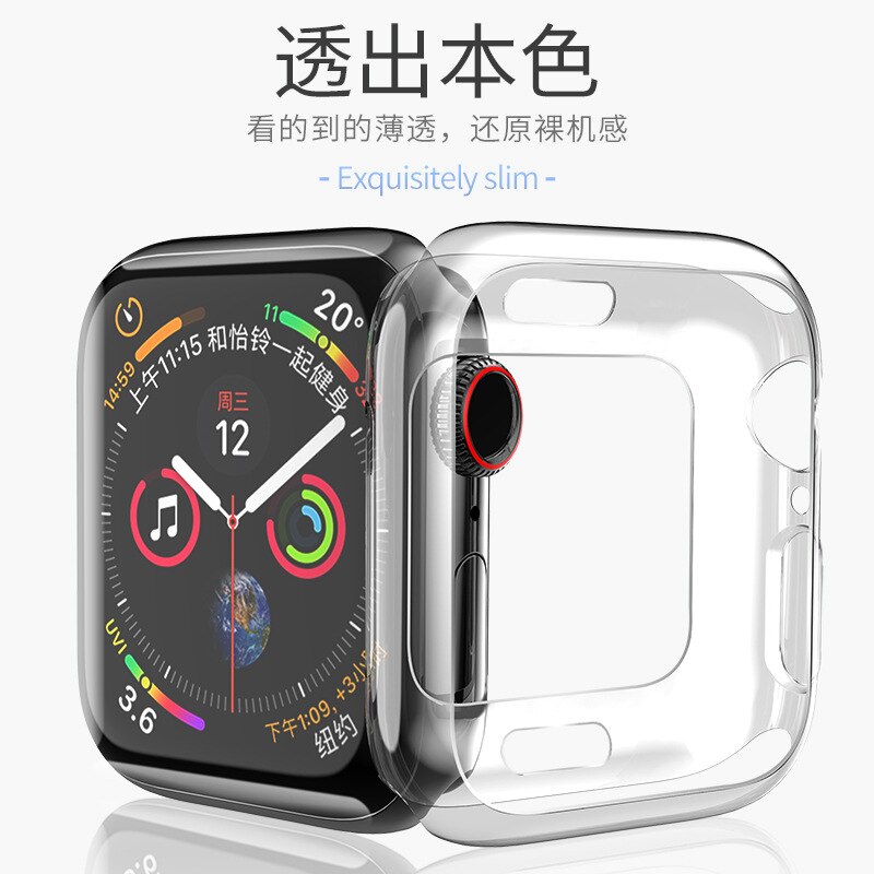 HOCO Zachte Transparante TPU Beschermhoes voor Apple Horloge 4 40mm/44mm Ultra-dunne Siliconen Case voor iWatch 4