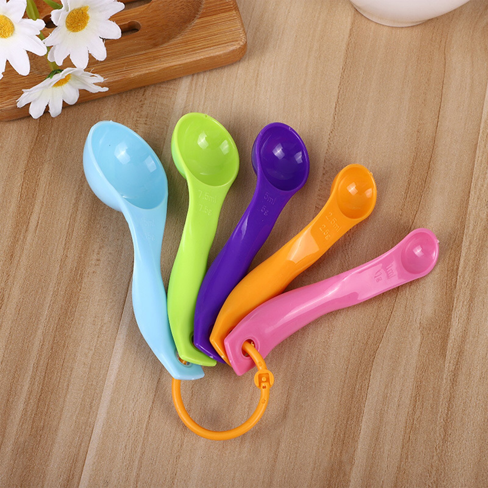 5 Stks/set Maatlepels Plastic Theelepel 1.25 / 2.5 / 5 / 7.5/ 15Ml Maatregel Lepel Cups Gram scoop Pollepel Keuken Accessoire