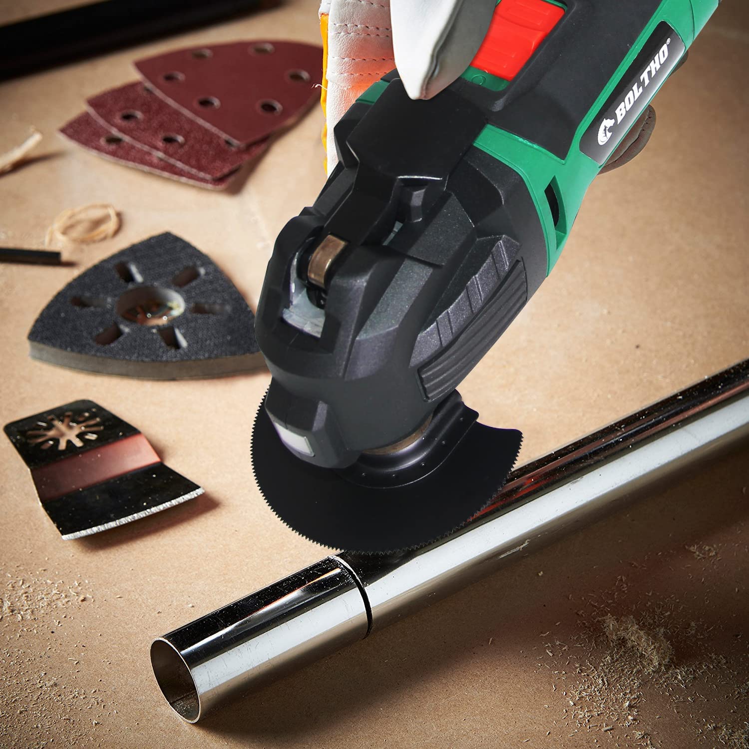 BOLTHO Oscillating Multi Tool, 300W Detail Sander Precision Cutter Saw Grinder Scraper | Variable Speed - Accessory Sanding Pads