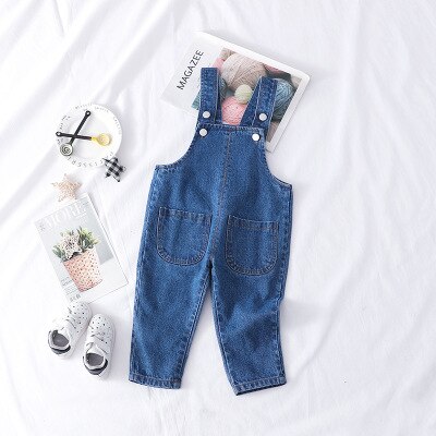 Kinder denim overalls lente baby jongens en meisjes bretels jeans kinderen cowboy overalls meisjes jeans 1-4 jaar: Blauw / 4t