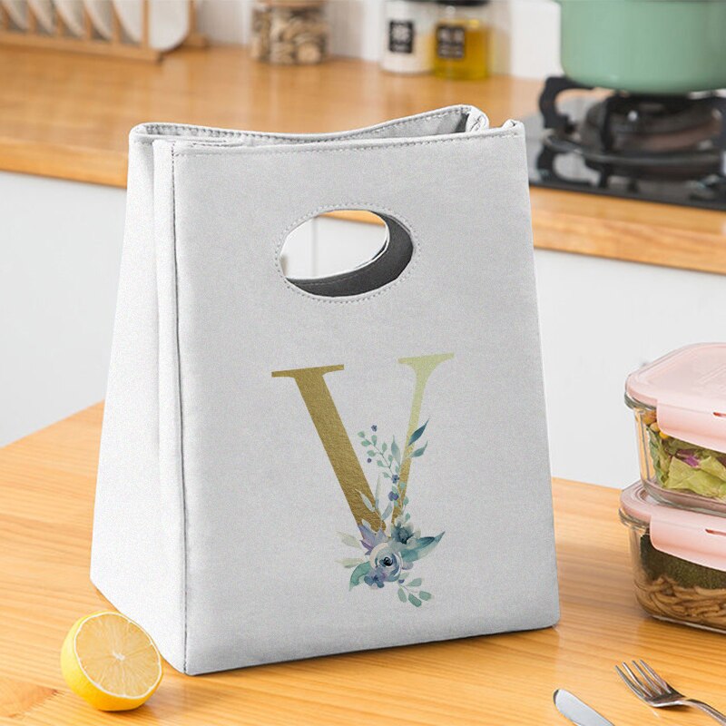 Gold Brief Unisex Isolierte Mittagessen Tasche Gedruckt Leinwand Mittagessen Box Picknick Tote Tasche Abendessen Behälter Lebensmittel Veranstalter: 9GoldgV