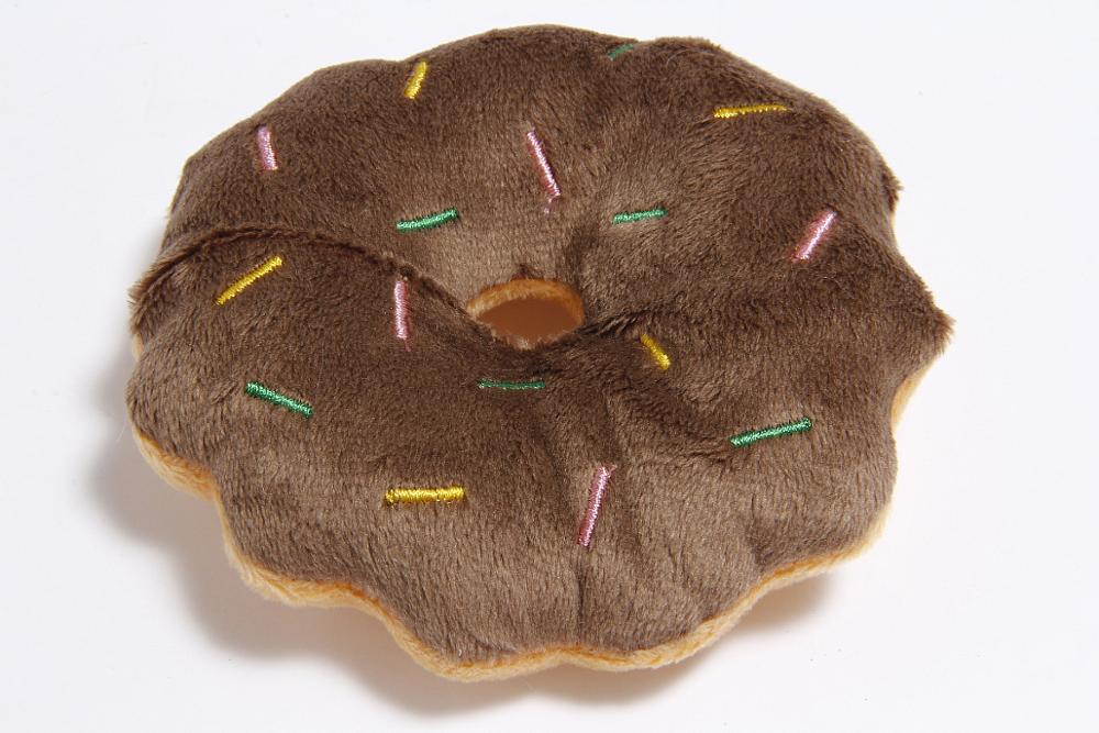 1pc Sounding Welpen Hund Kauen Spielzeug Obst Gemüse Huhn Trommel Knochen Squeak Spielzeug für Katze Haustiere Plüsch Rot Pfeffer aubergine Rettich: Coffee donut