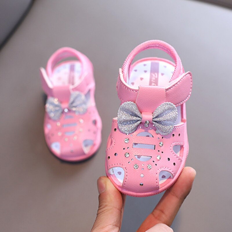 Sandales d'été mignonnes et douces en cuir pour enfants, chaussures de princesse pour filles, respirantes, à nœud,: RP / 21Inner 14.5cm