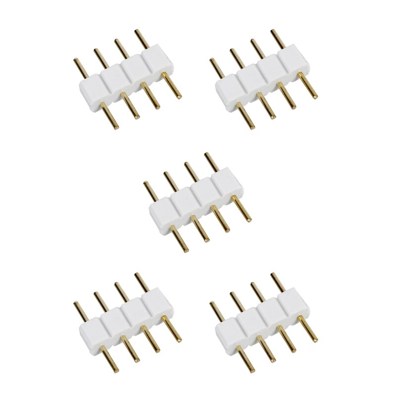 10Pcs 4 Pin Connector Adapter for RGB LED SMD Strip Stripe Waterproof &amp; 5Pcs Male To Male 4 Pin RGB Wire Connectors White for LE
