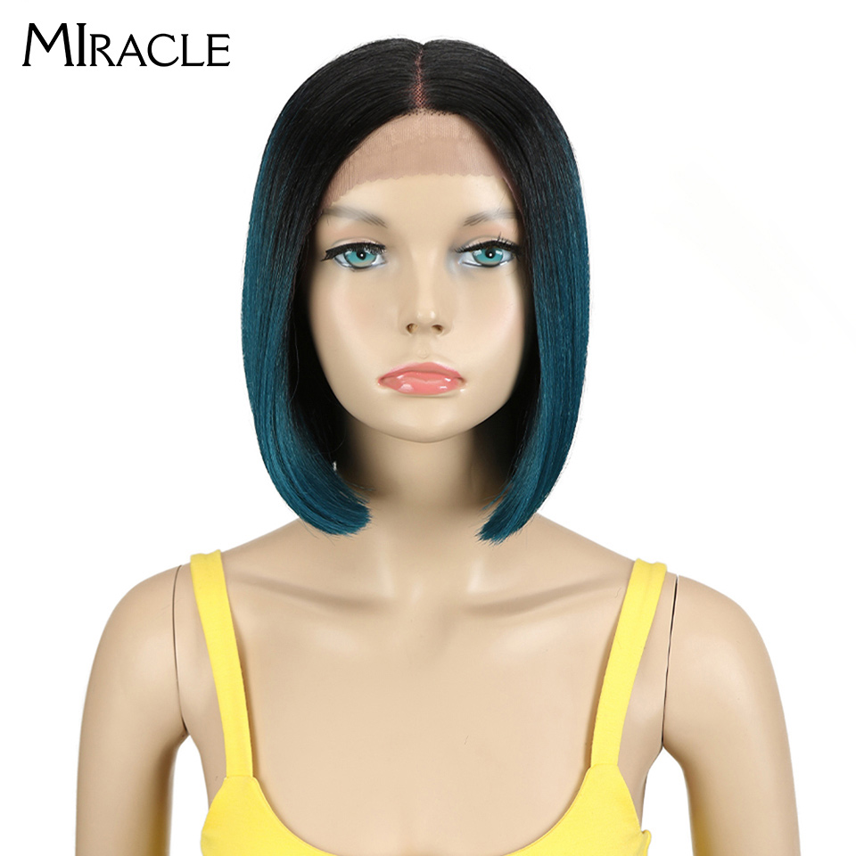 Miracle Bob Korte Pruik Synthetische Lace Pruik Blonde #613 Ombre Korte Bob Lace Pruik Voor Vrouwen Lolita Cosplay Pruiken hittebestendige: TT1B-DTEAL