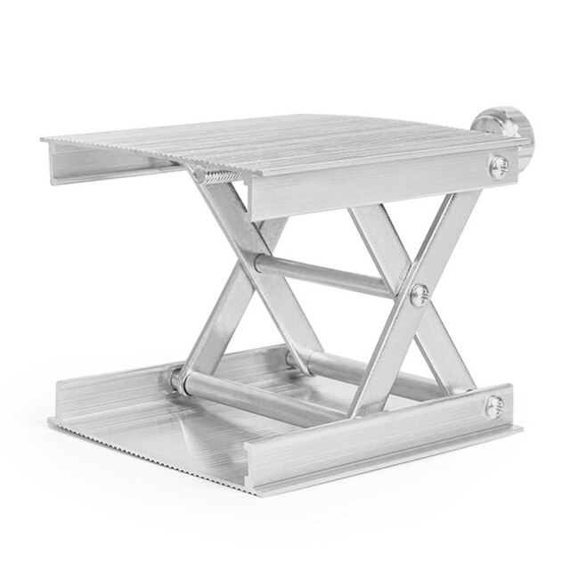 Aluminium Laboratorium Lift Stand Verstelbare Aluminium Lab Schaar Jack Lifting Platform Voor Niveau Lab Apparatuur Floor Measure Tool: silver